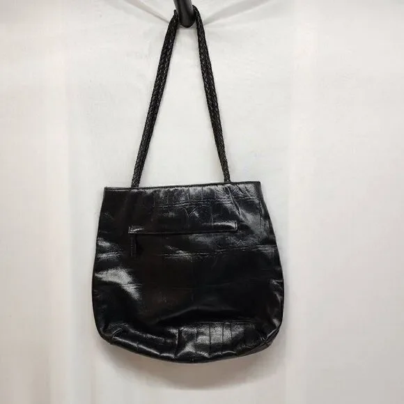 A. Gianneti Vintage Italian Leather Black Croc Embossed Handbag - Picture 3 of 10